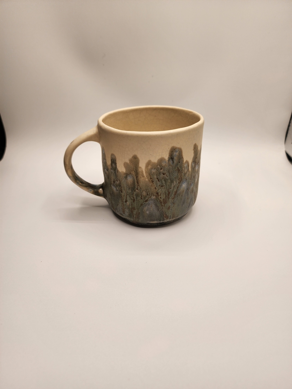 Handthrown Pottery Ceramic Mug in Cream and Moss Green